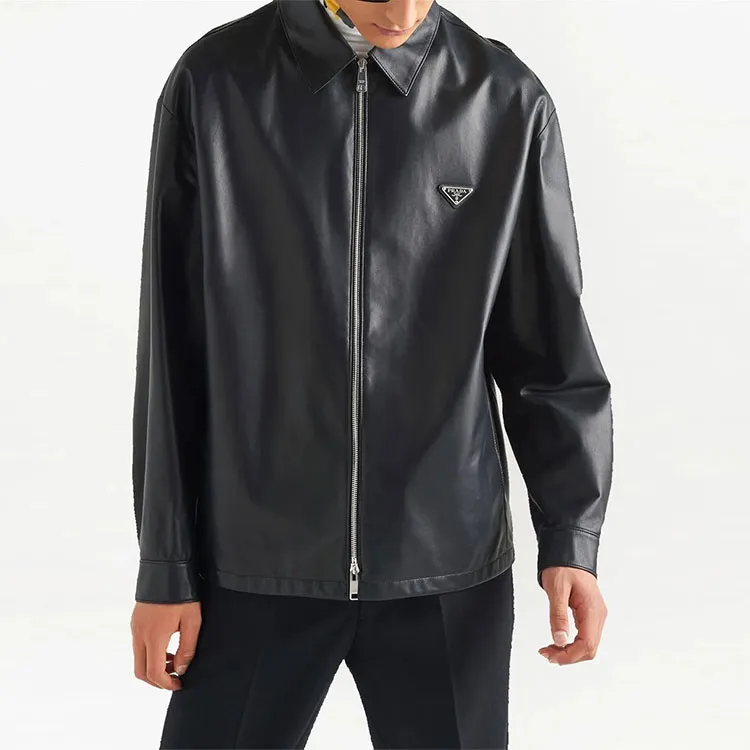 PRADA Leather Jackets Men Black-2