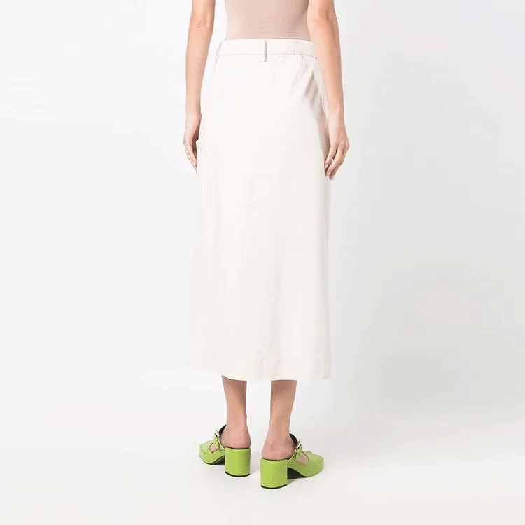 GANNI Denim Long Skirts Women's White-2