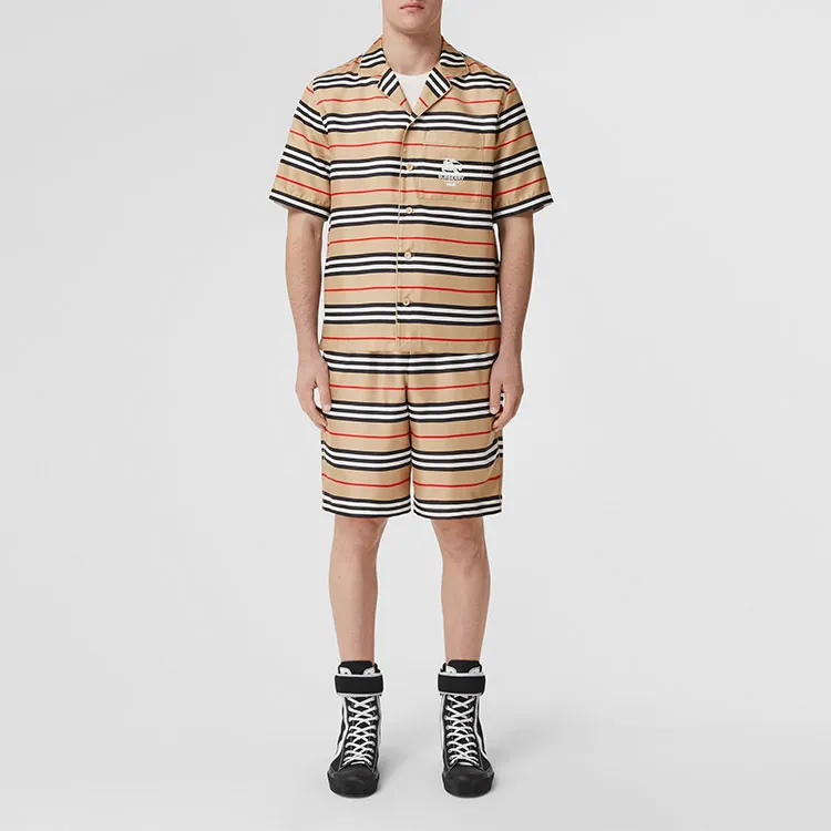 Supreme Burberry Logo Print Silk Twill Shorts-3
