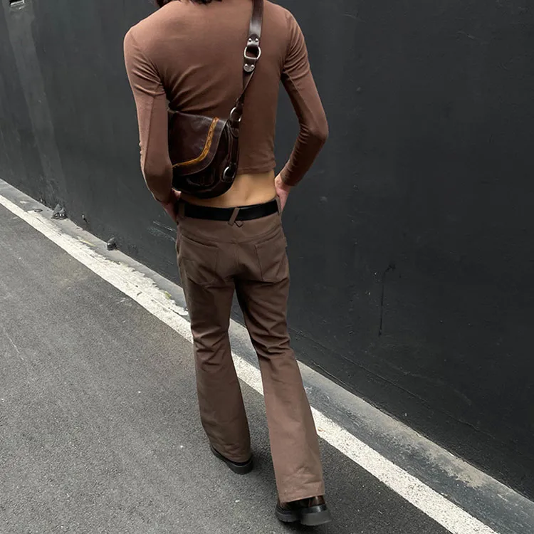 Fax Copy Express Flared Pants Casual Pants Women's Brown-5