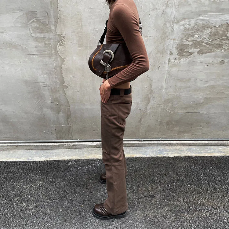 Fax Copy Express Flared Pants Casual Pants Women's Brown-9