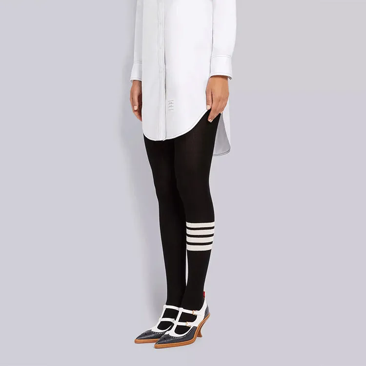 THOM BROWNE 4 Bar Striped Ribbed Tights-6