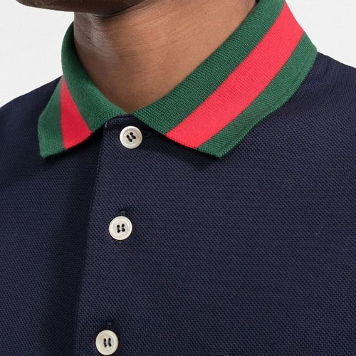 GUCCI Web Stripe-collar Piqué Polo Shirt S - POIZON