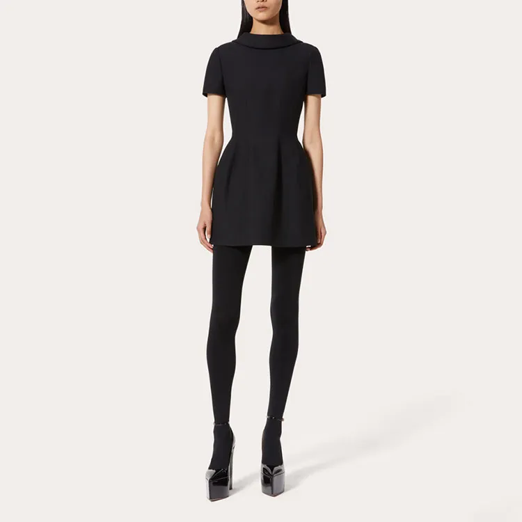 Valentino FW22 Short Sleeved Dress Women's Black-1