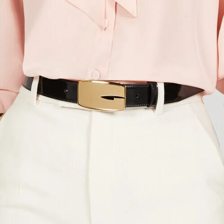 GUCCI Patent Leather Belts Women's Black Width 3cm-2