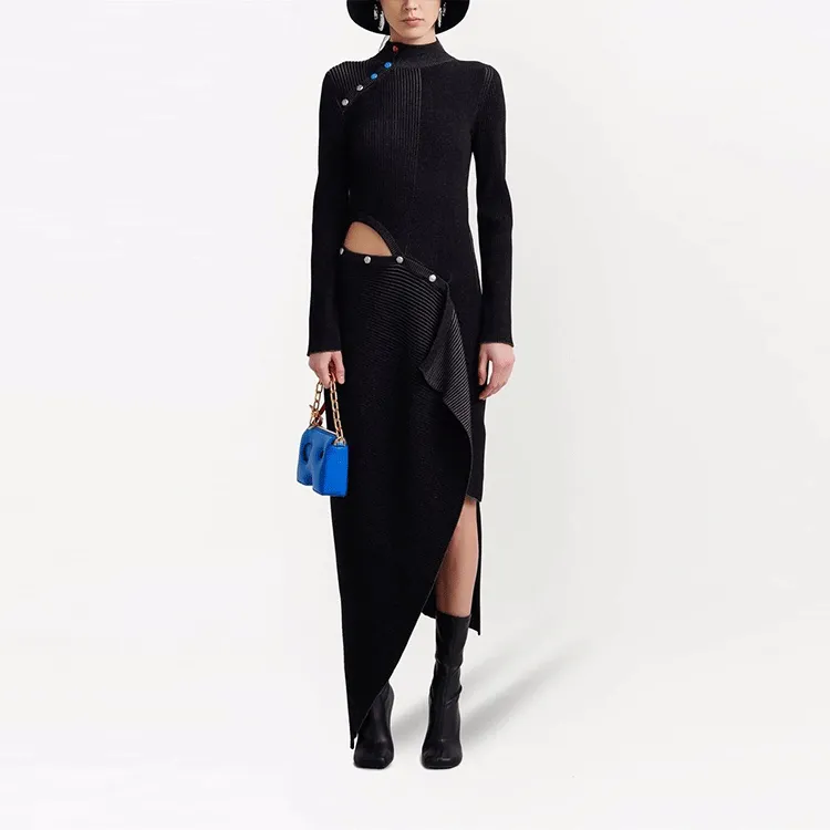 OFF-WHITE FW21 Long-Sleeved Dresses Women's Black-1