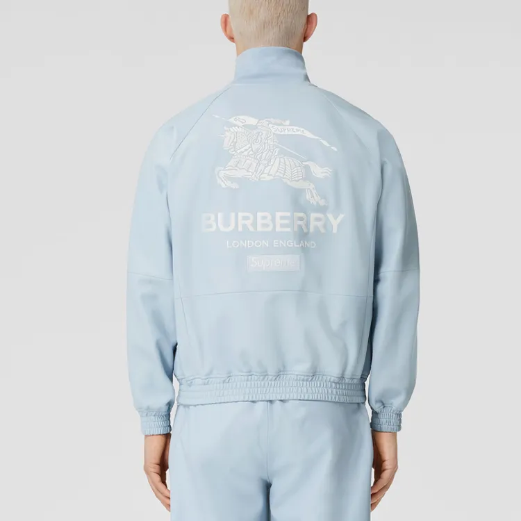 Burberry Embroidered Logo Lambskin Funnel neck Jacket-4