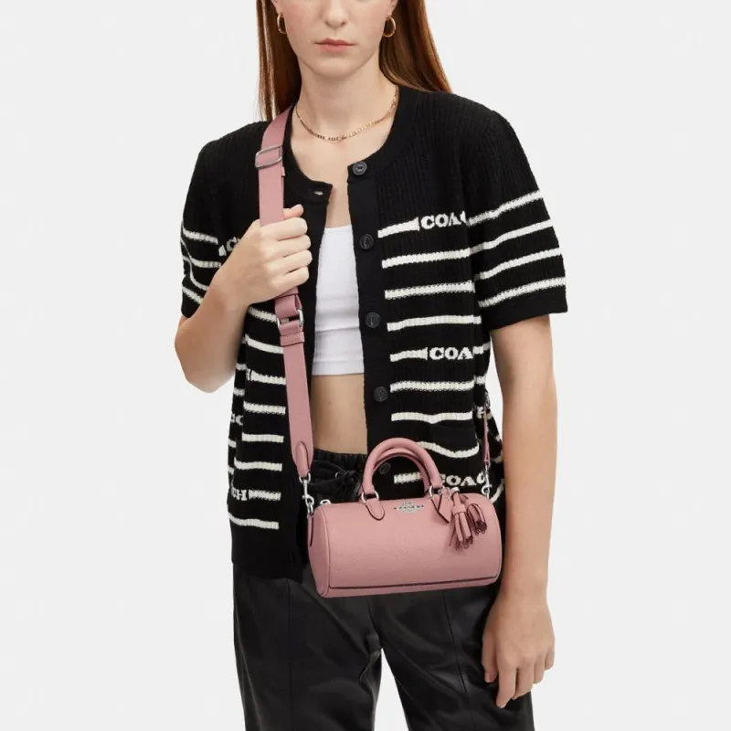 COACH Lacey Pebbled Leather Boston Bag, Handbag, Shoulder Bag, Crossbody Bag Trumpets Women's Light Pink-5