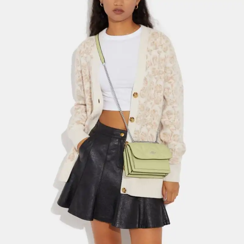COACH Klare Leather Chain Bag, Shoulder Bag, Crossbody Bag Mini Women's Grass Green-4