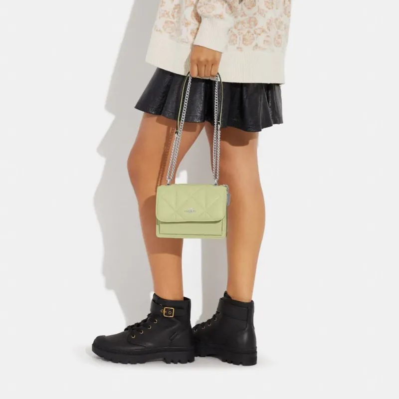 COACH Klare Leather Chain Bag, Shoulder Bag, Crossbody Bag Mini Women's Grass Green-3