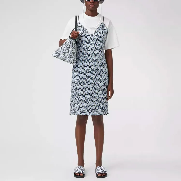 Burberry Sleeveless Dress Women's Blue-1