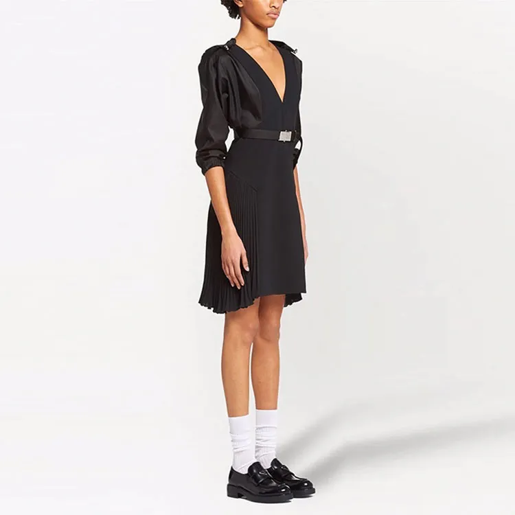 PRADA FW2 Long Sleeved Dress Women's Black-3
