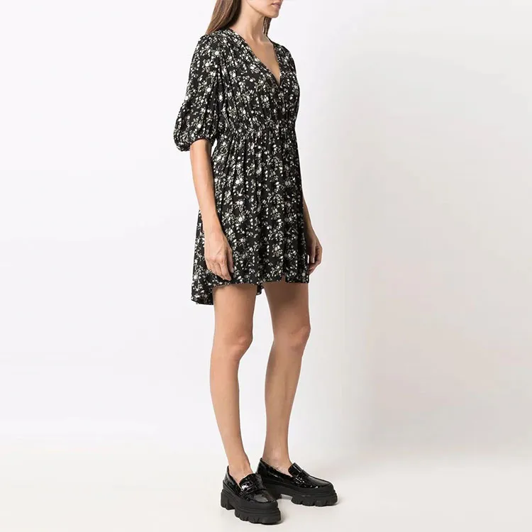 GANNI Short-Sleeved Dresses Women's Black-1