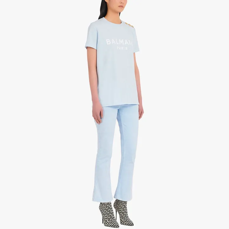 BALMAIN T-Shirts Women's Light Blue-4