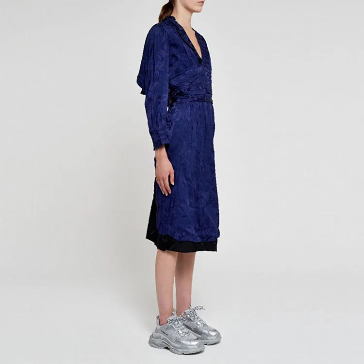 Balenciaga Long-Sleeved Dresses Women's Blue-4