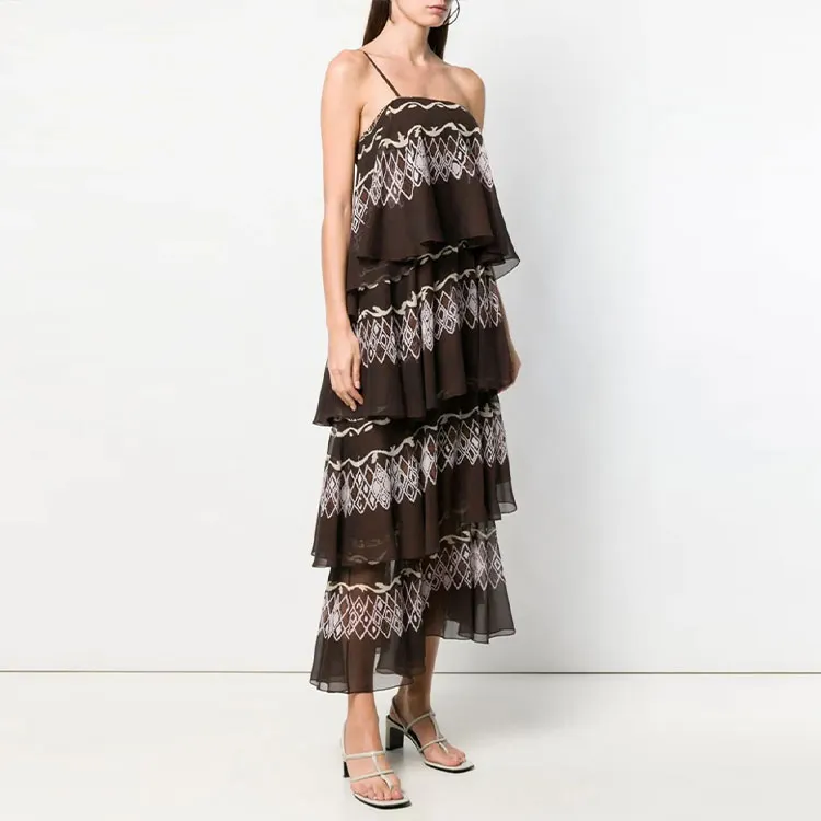 FENDI Sleeveless Dresses Women's Brown-3