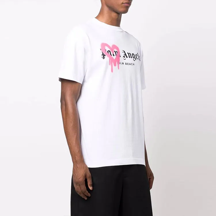 PALM ANGELS Palm Beach Heart Sprayed Logo T Shirt-4