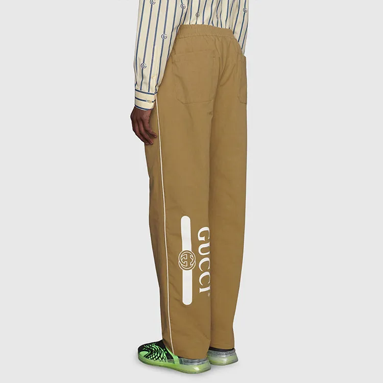 GUCCI Logo print Straight leg Trousers-2