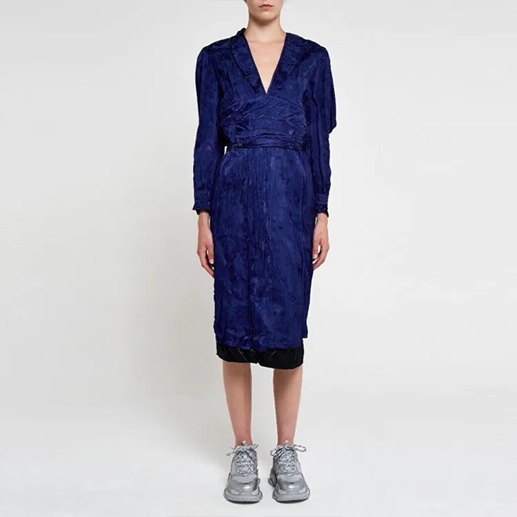 Balenciaga Long-Sleeved Dresses Women's Blue-2