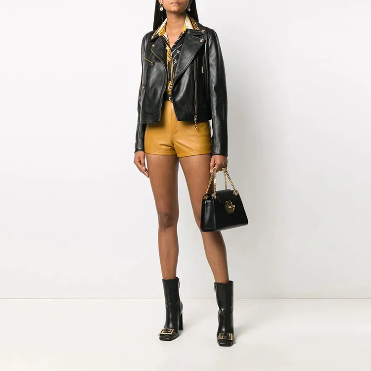 VERSACE Leather Jackets Women's Black-1