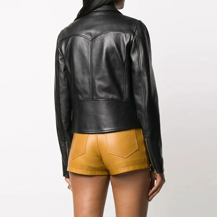 VERSACE Leather Jackets Women's Black-2