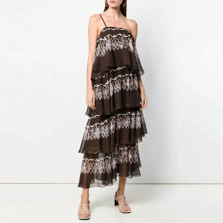 FENDI Sleeveless Dresses Women's Brown-1
