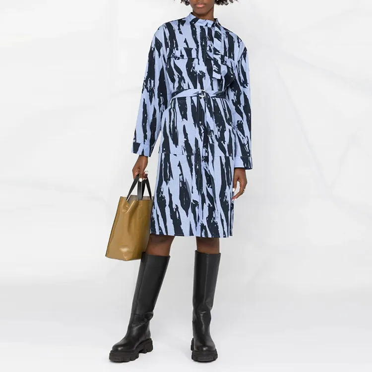 KENZO Long Sleeved Dresses Women's Blue-1