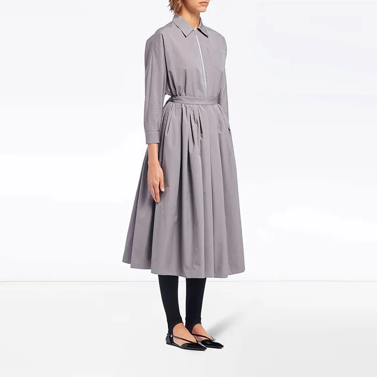 PRADA Long-Sleeved Dresses Women's Gray-3