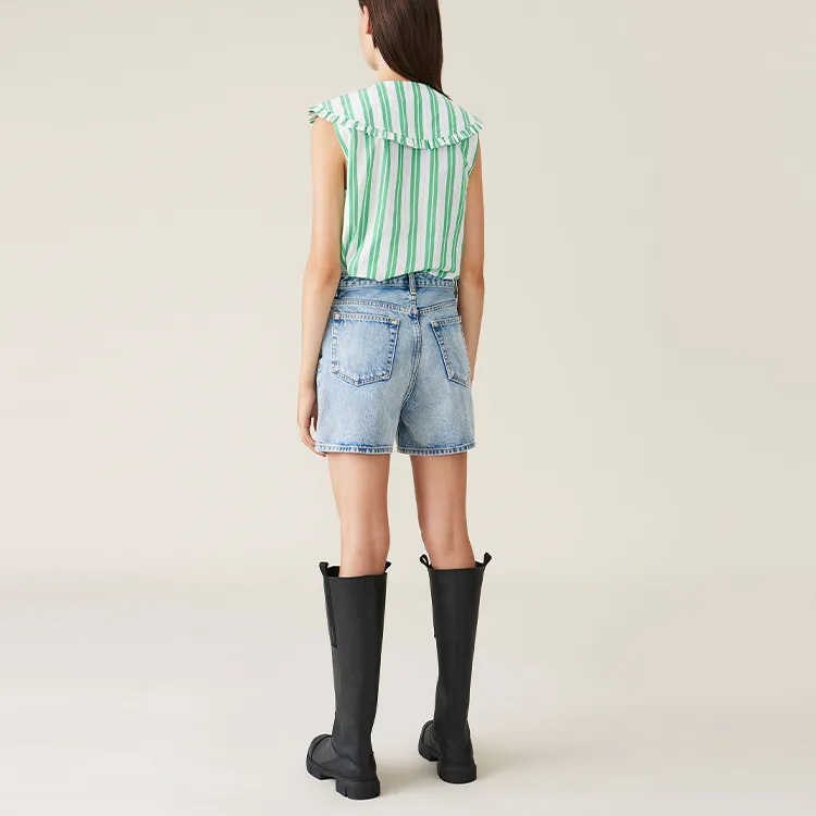GANNI Shirts Women's White Green-2