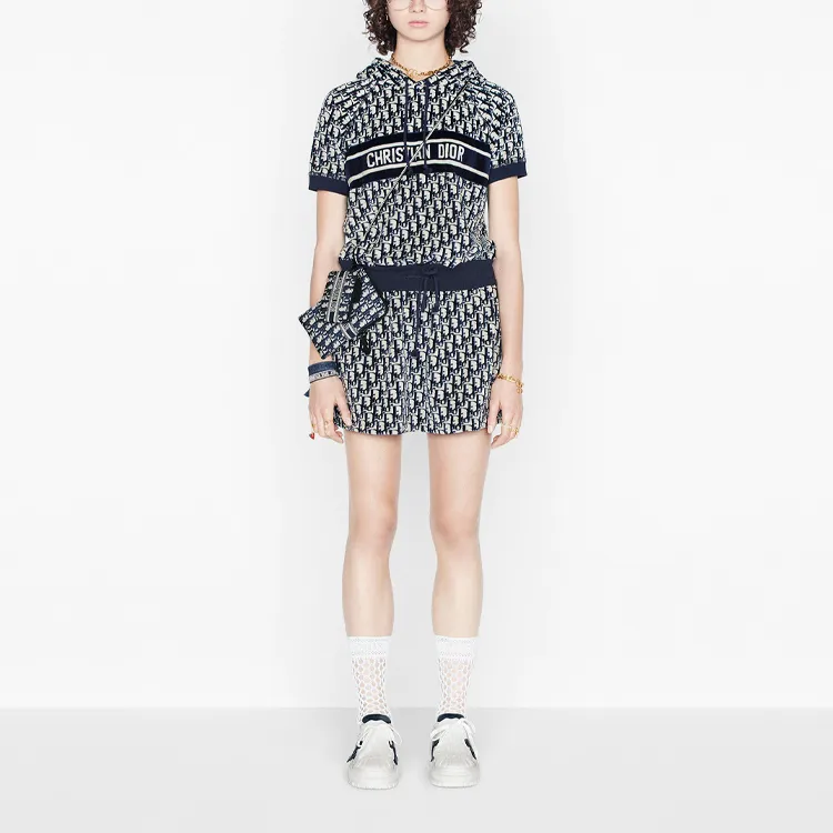 DIOR Quarterly New Products Short Sleeved Dresses Women's Navy-2