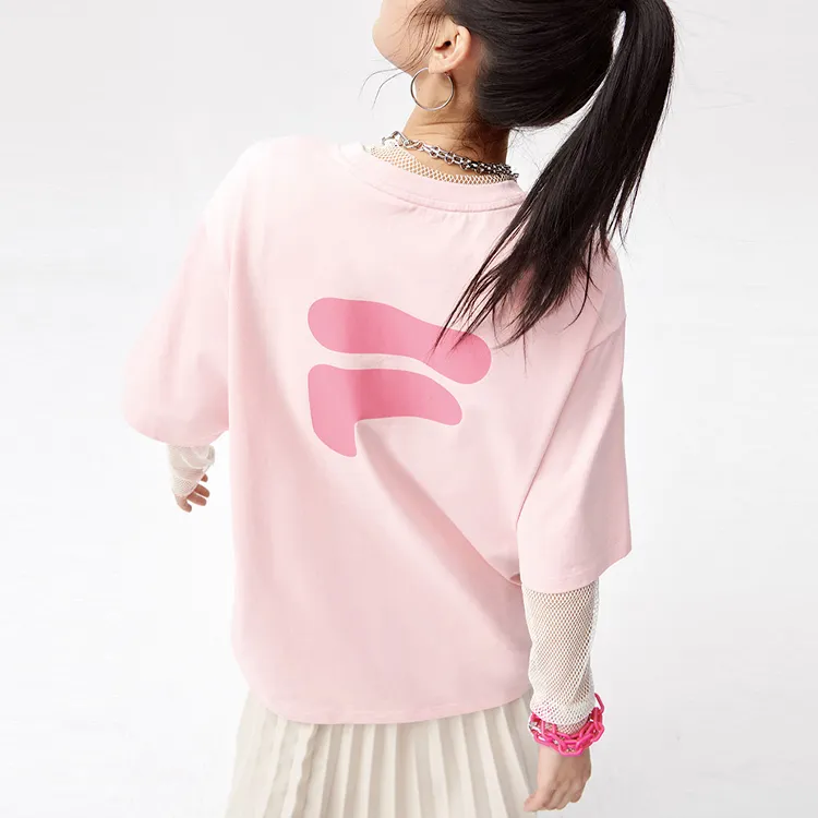 FILA FUSION T Shirt Unisex Youth Pink-3