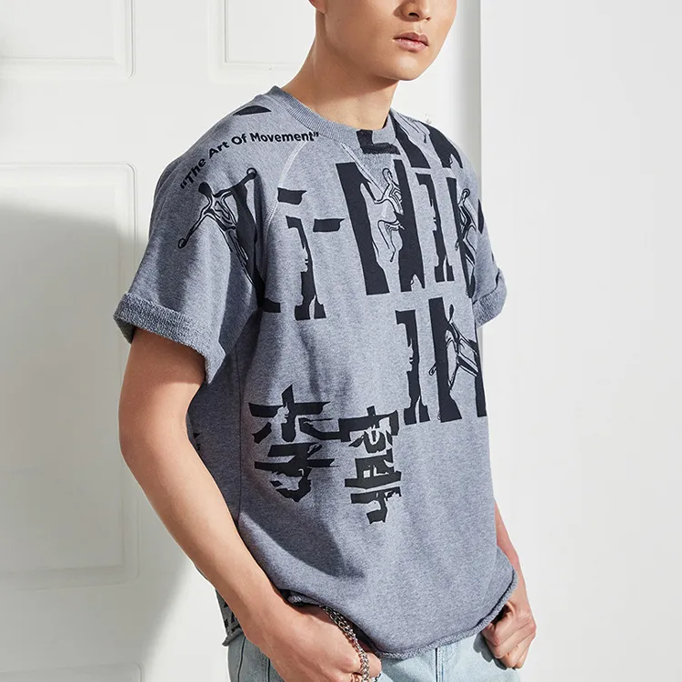 LiNing Sports Basketball Collection T Shirt Men's Heather Gray-5