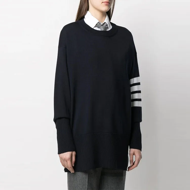 THOM BROWNE Exaggerated Fit Crew Neck 4 Bar Jumper-3