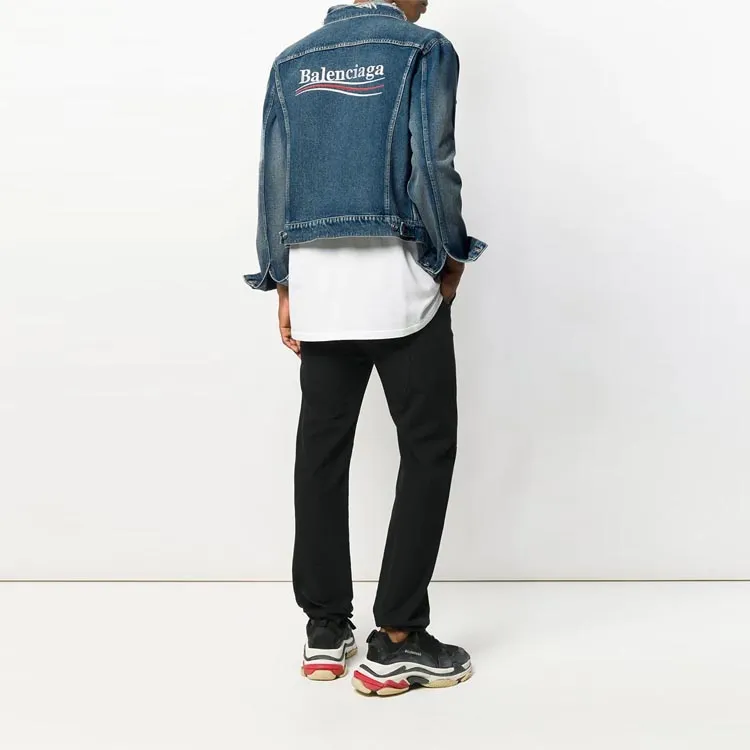 Balenciaga Embroidered Logo Denim Jacket-1