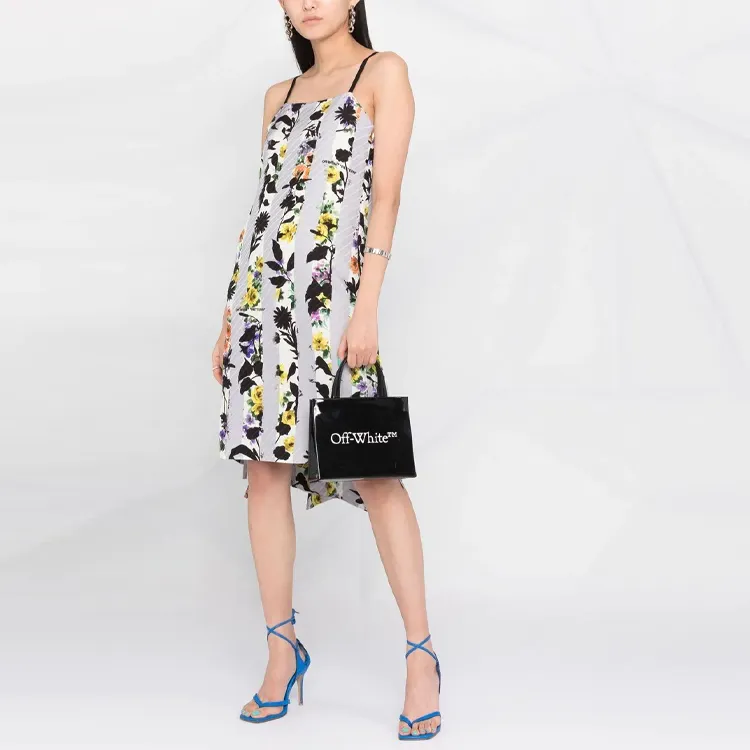OFF WHITE Striped Floral Print Dress-1