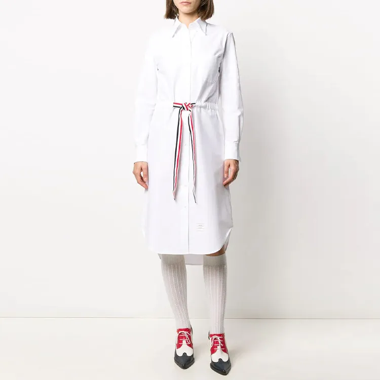 THOM BROWNE· Long Sleeved Dress Women's White-2