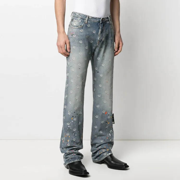 OFF WHITE Logo jacquard Paint splatter Jeans-3