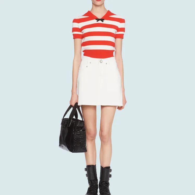 MIU MIU Denim Short Skirts Women's White-1