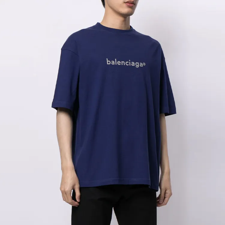 Balenciaga T Shirt Regular Fit Men's Blue-3