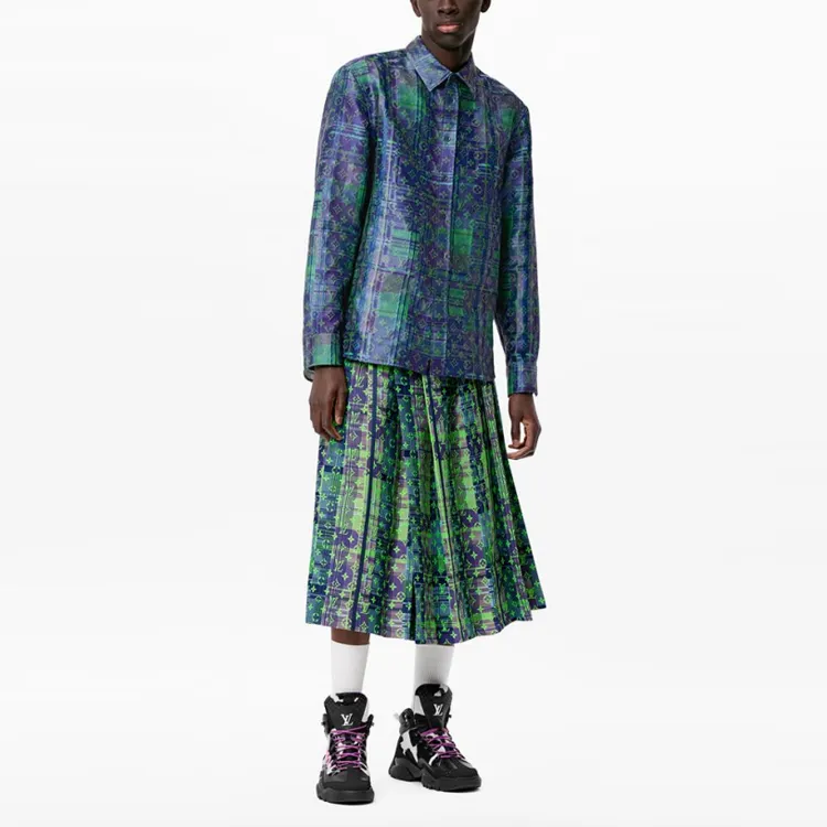 LOUIS VUITTON Monogram Neon Check Oversized Business Shirt-2