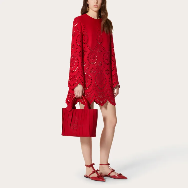 Valentino Long-Sleeved Dresses Women's Red-2