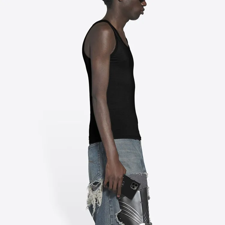 Balenciaga Tank Tops Slim Fit Men's Black-5