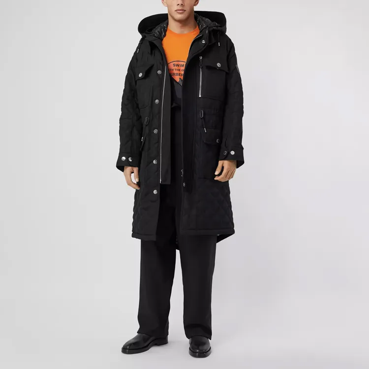 Burberry Detachable Hood Quilted Ramie Cotton Parka-3