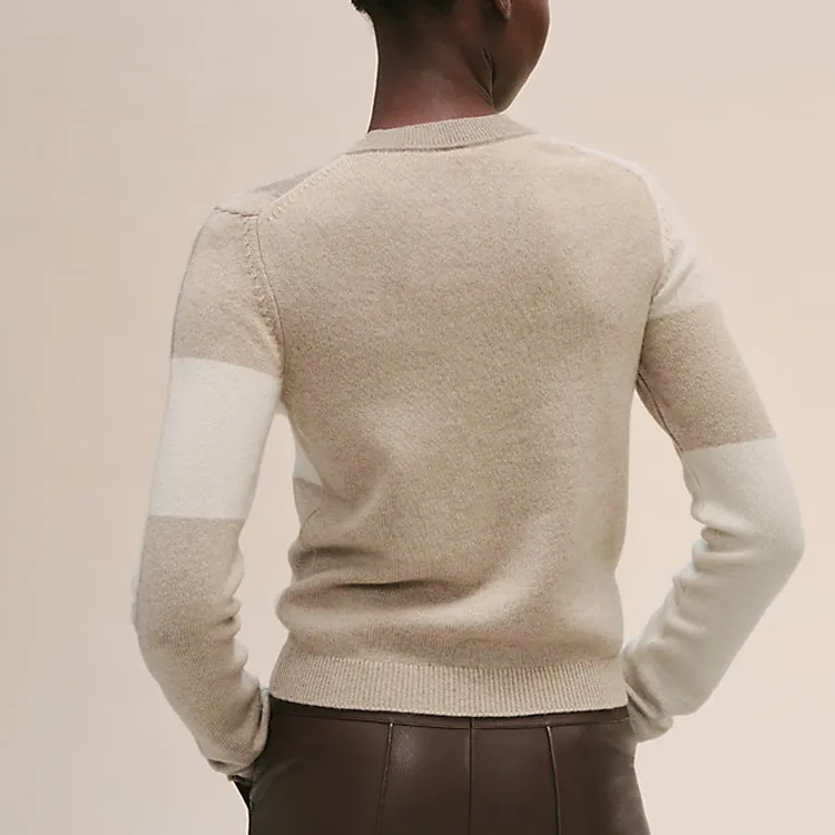 HERMES FW21 Cashmere Sweater Women's Linen Beige-2