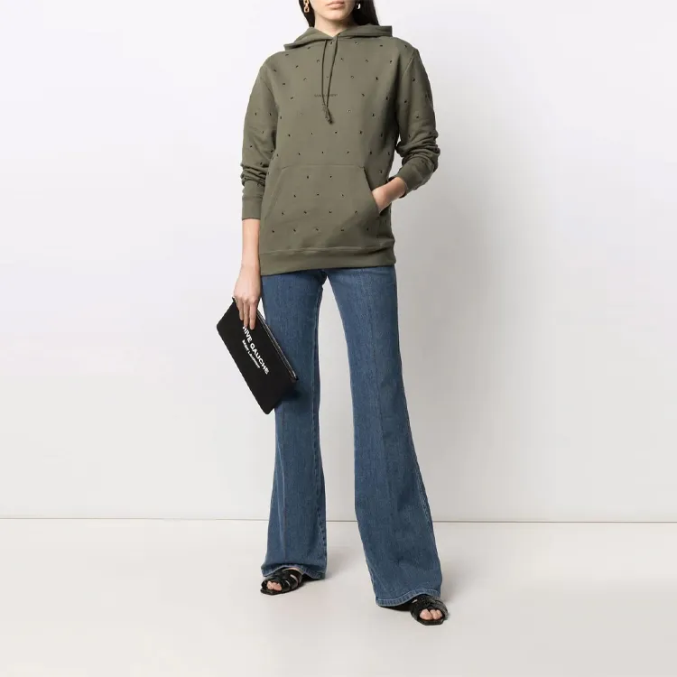 SAINT LAURENT Eyelet embellished Hoodie-1