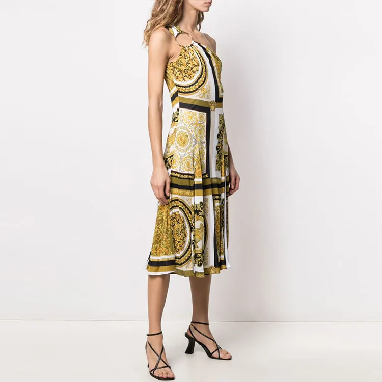 VERSACE Sleeveless Dresses Women's Yellow-3