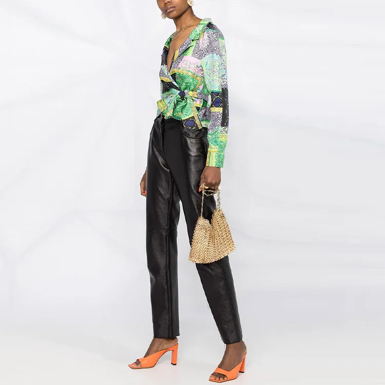 VERSACE Barocco Patchwork Print Cropped Silk Shirt 'Multicolor'-3
