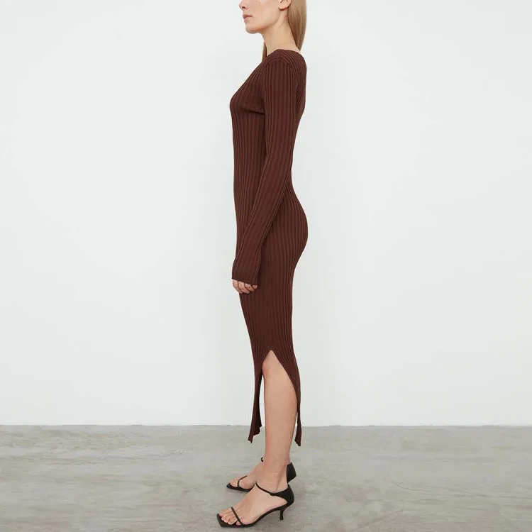 TOTEME Long-Sleeved Dresses Women's Red Brown-3