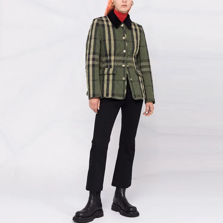 Burberry Diamond Quilted Check Jacket Green-2