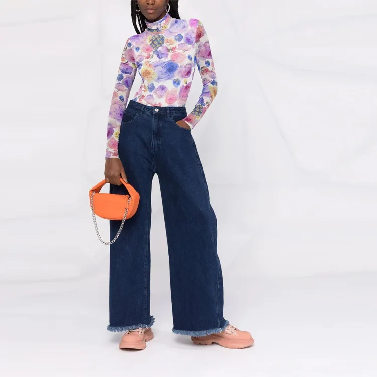 GANNI Printed Mesh Turtleneck 'Multi'-1